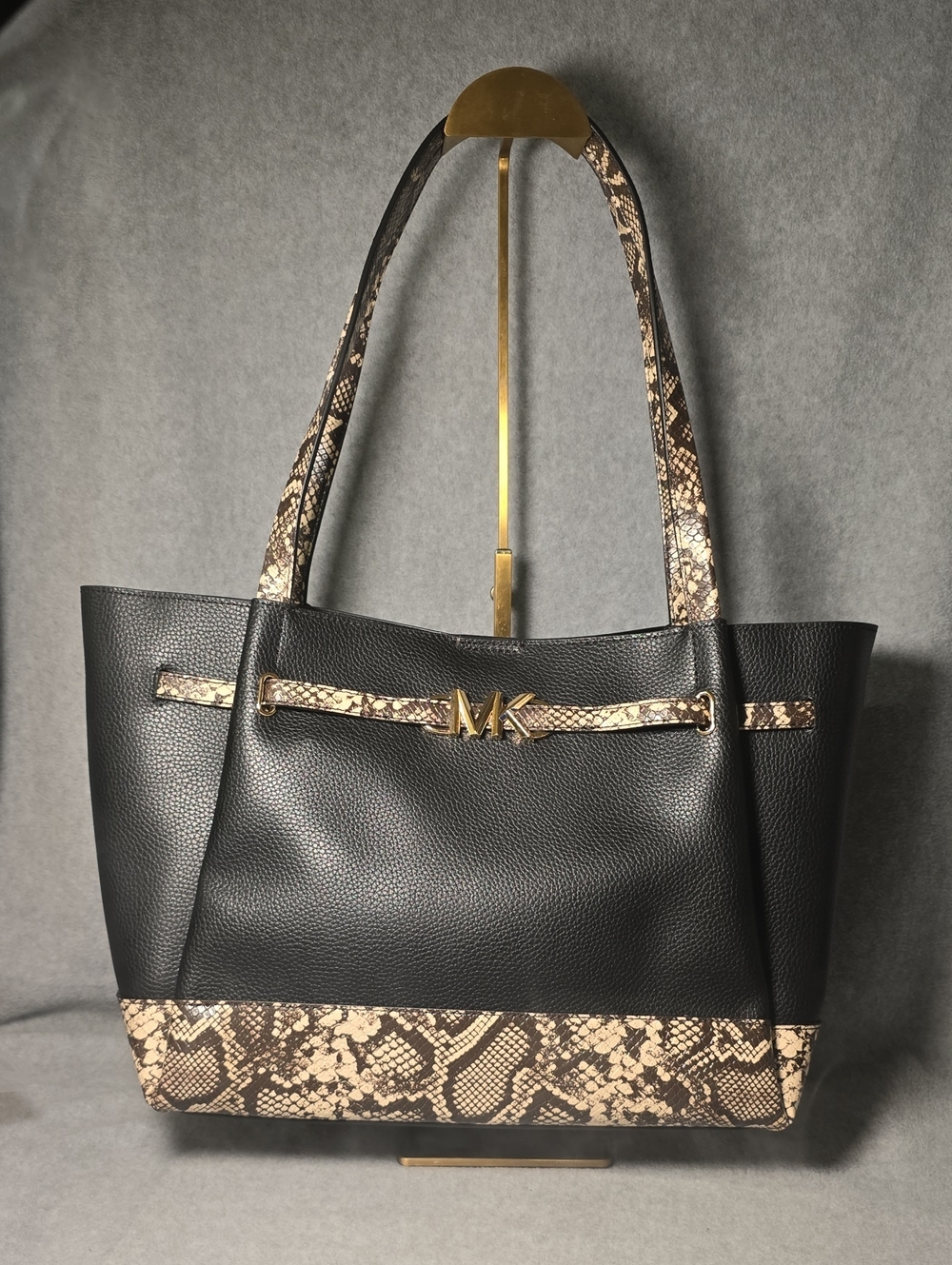 Michael Kors Reed Black Large Belted Shoulder Tote